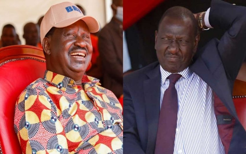 Collage of Raila Odinga and Deputy Ruto