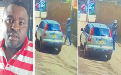Samuel Mugota was shot multiple times while driving along Mirema Drive, Roysambu in Nairobi. PHOTO: Screengrab of CCTV footage