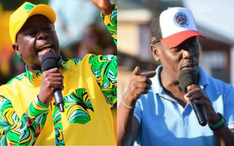 Kenya Kwanza presidential running mate Rigathi Gachagua and Tujibebe Wakenya party leader William Kabogo. COURTESY
