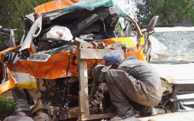 The Ena Coach matatu wreckage after an accident PHOTO: The Standard