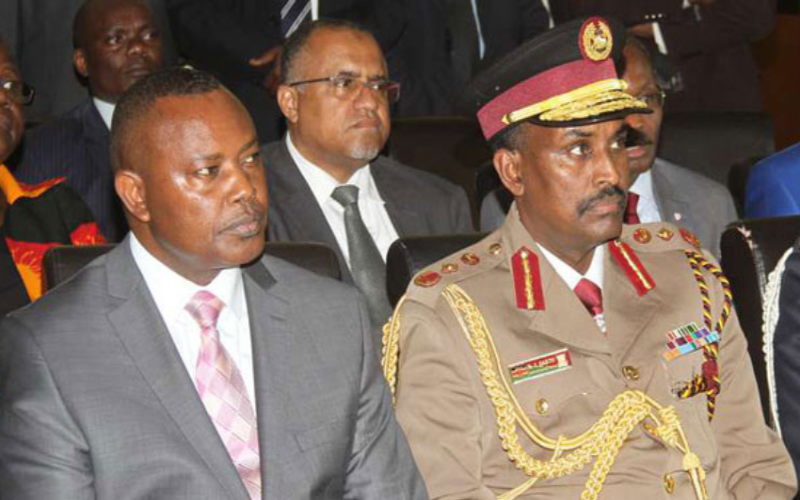 Former DCI boss George Kinoti and acting DCI boss Noor Gabow at a past event. COURTESY