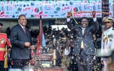 Uhuru Kenyatta and William Ruto during the swearing in of President Ruto in August 2022 Image:courtesy